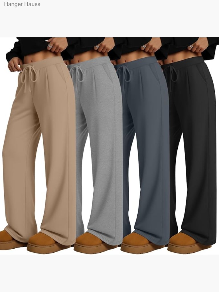 4 Pack Wide Leg Lounge Pants With Pockets Drawstring Yoga Sweatpants